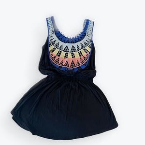 Vintage Havana Girls Black Coverup with colorful cutout detail. Sz Lg